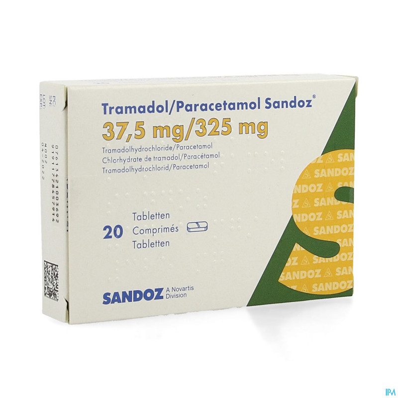 Tramadol/paracetamol sandoz 37,5mg/325mg  comp  20