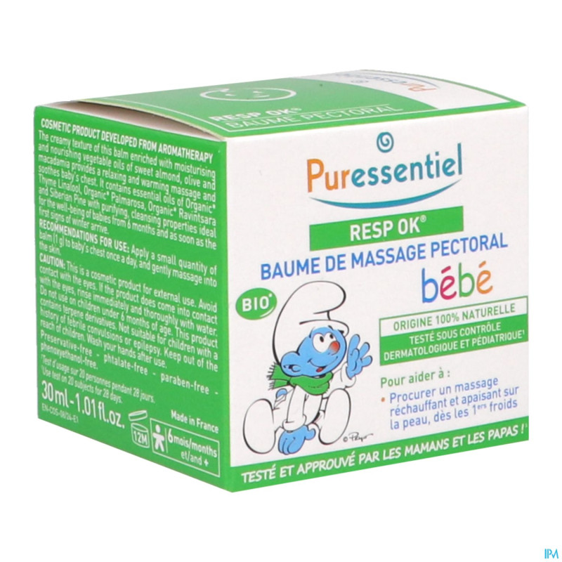 Puressentiel respiratoire baume massage bebe 30ml