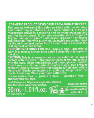 Puressentiel respiratoire baume massage bebe 30ml