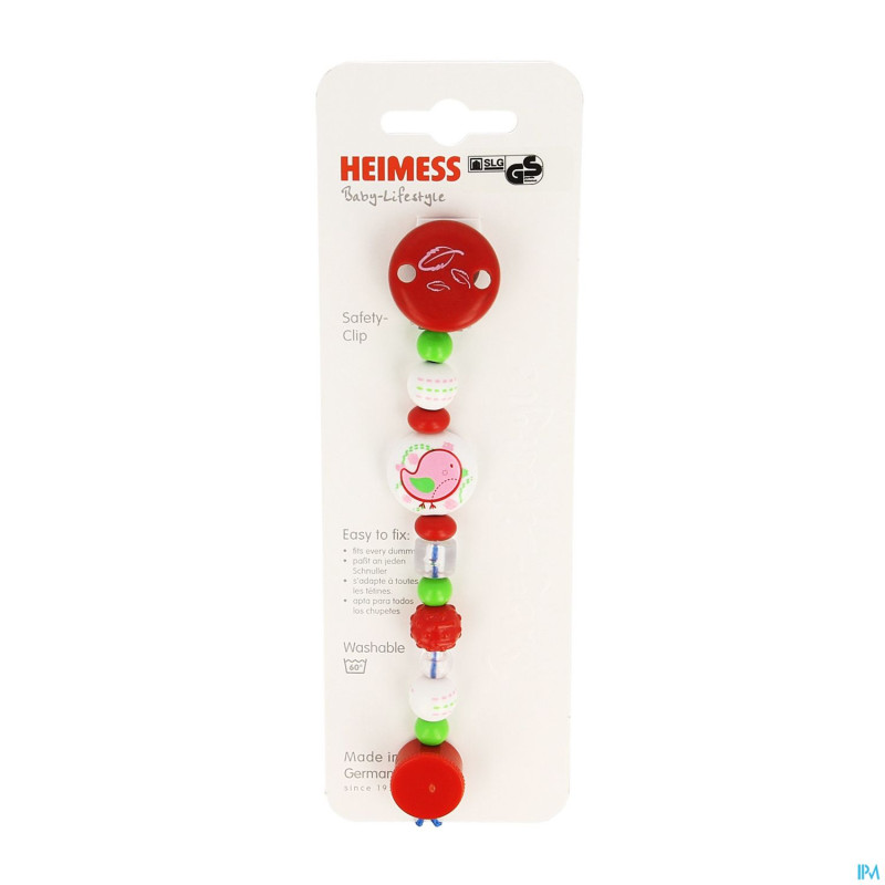 Heimess attache sucette plastc oiseau rose