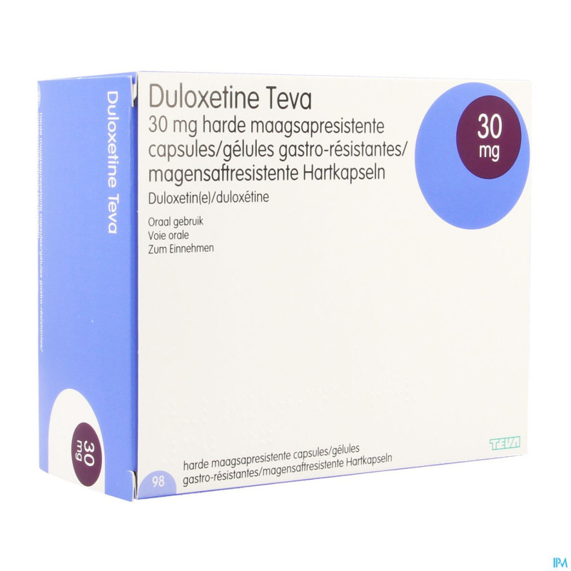 Duloxetine teva 30mg gastro resist caps 98 x 30mg