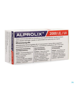 Alprolix 2000ui pdr+solv sol inj 1 fl + ser pr.5ml
