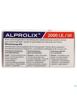 Alprolix 2000ui pdr+solv sol inj 1 fl + ser pr.5ml