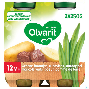 Olvarit haricots boeuf puree    2x250g 12m04