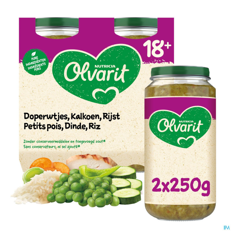 Olvarit petit pois dinde risotto    2x250g 18m01