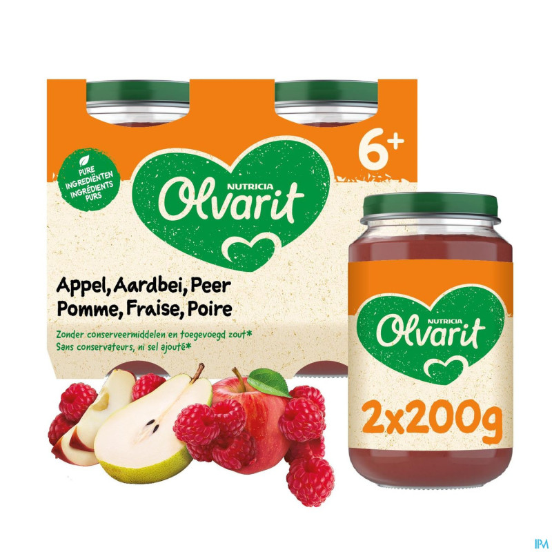 Olvarit fruit pomme fraise    2x200g 6m61