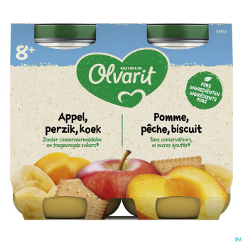 Olvarit fruit pomme peche biscuit    2x200g 8m54