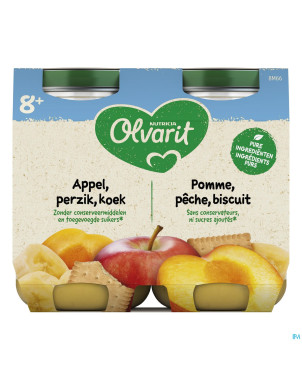 Olvarit fruit pomme peche biscuit    2x200g 8m54