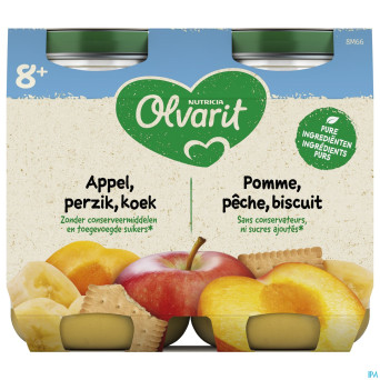 Olvarit fruit pomme peche biscuit    2x200g 8m54