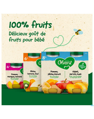 Olvarit fruit pomme peche biscuit    2x200g 8m54