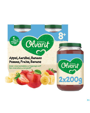 Olvarit fruit pomme fraise cassis    2x200g 8m60
