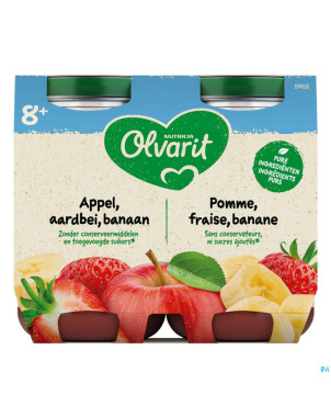 Olvarit fruit pomme fraise cassis    2x200g 8m60