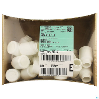 Container gelules blanc 50ml s/couvercle    30 abc