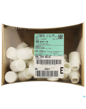 Container gelules blanc 50ml s/couvercle    30 abc