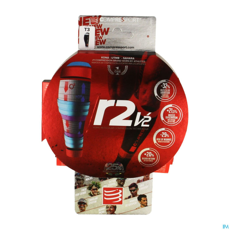 Compressport calf r2v2 black t3
