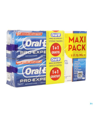 Oral b pro expert dents fortes 2x75ml 1+1 gratuit