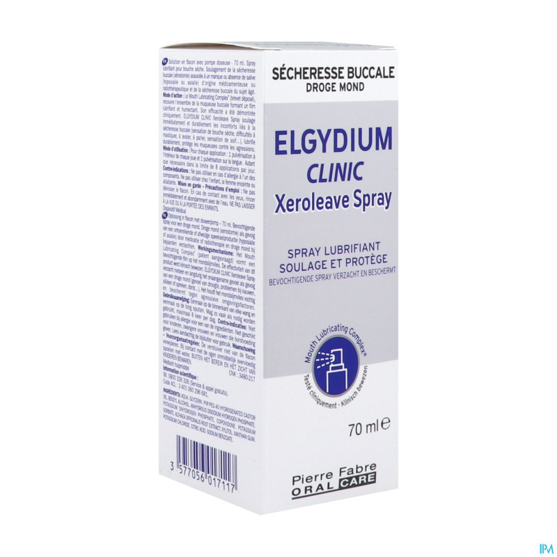 Elgydium clinic xeroleave bouche seche  spray 70ml