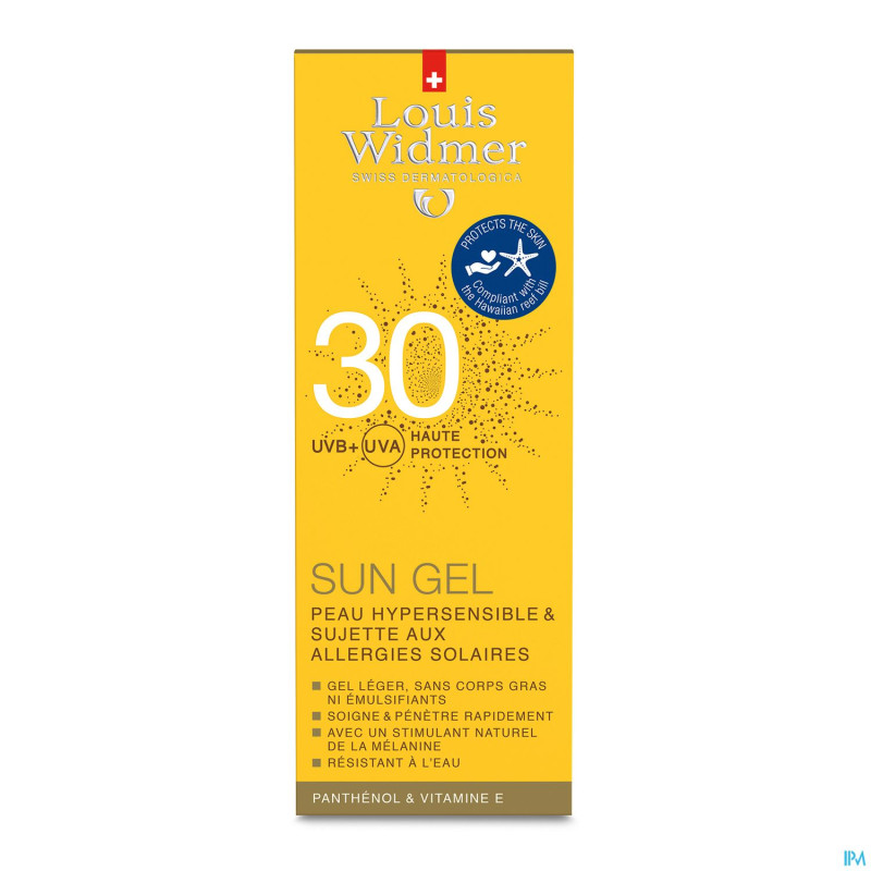 Widmer sun gel ip30 parf    tube 100ml