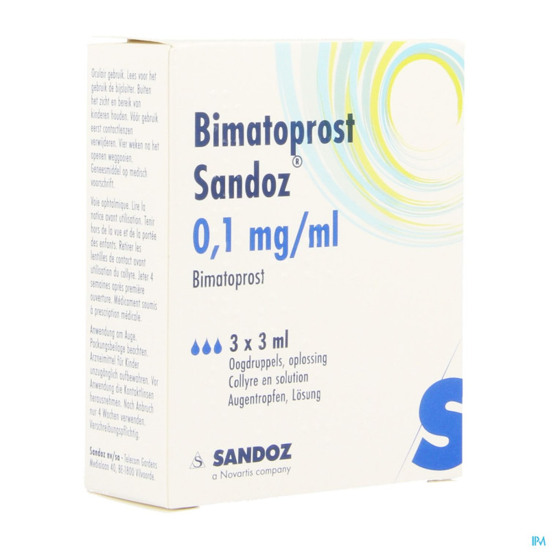 Bimatoprost sandoz 0,1mg/ml gutt ocul.  fl 3 x 3ml