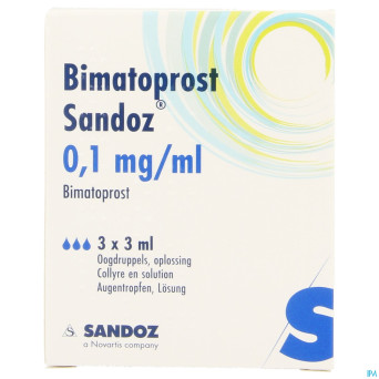 Bimatoprost sandoz 0,1mg/ml gutt ocul.  fl 3 x 3ml