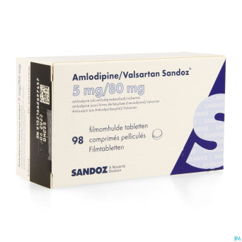 Amlodipine valsartan sandoz  5mg/ 80mg comp  98