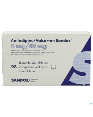 Amlodipine valsartan sandoz  5mg/ 80mg comp  98
