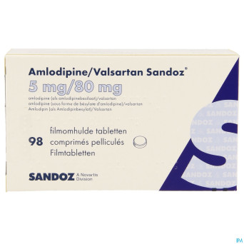 Amlodipine valsartan sandoz  5mg/ 80mg comp  98