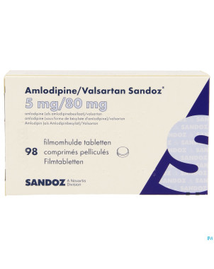 Amlodipine valsartan sandoz  5mg/ 80mg comp  98