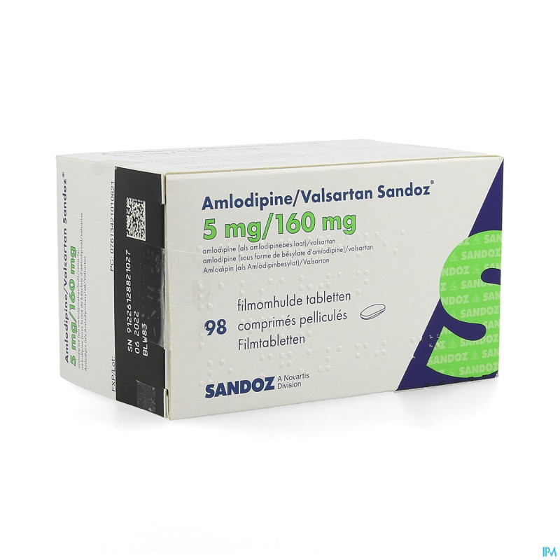 Amlodipine valsartan sandoz  5mg/160mg comp  98
