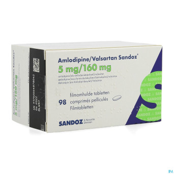 Amlodipine valsartan sandoz  5mg/160mg comp  98