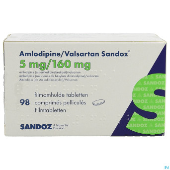 Amlodipine valsartan sandoz  5mg/160mg comp  98