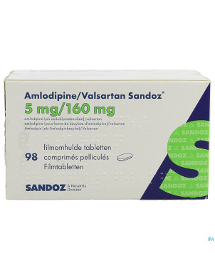 Amlodipine valsartan sandoz  5mg/160mg comp  98