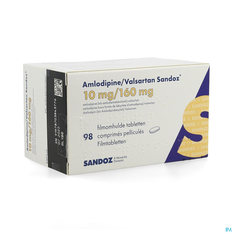 Amlodipine valsartan sandoz 10mg/160mg comp  98