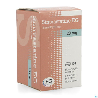 Simvastatine eg 20 mg comp pell 100 x 20mg flacon