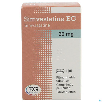 Simvastatine eg 20 mg comp pell 100 x 20mg flacon
