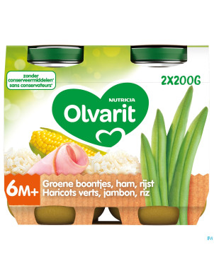 Olvarit haricot vert jambon riz    2x200g  6m05