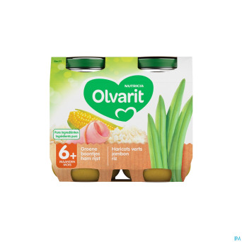 Olvarit haricot vert jambon riz    2x200g  6m05