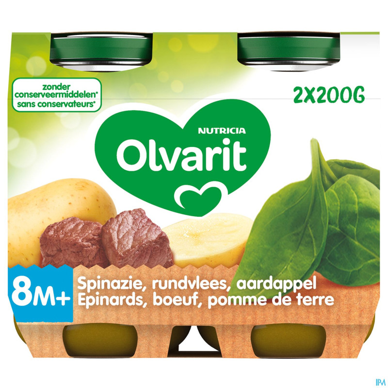 Olvarit epinard boeuf pomme de terre  2x200g  8m05