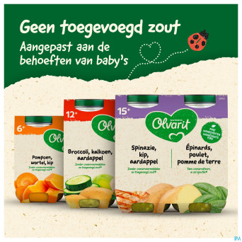 Olvarit brocoli dinde pomme de terre  2x250g 12m00