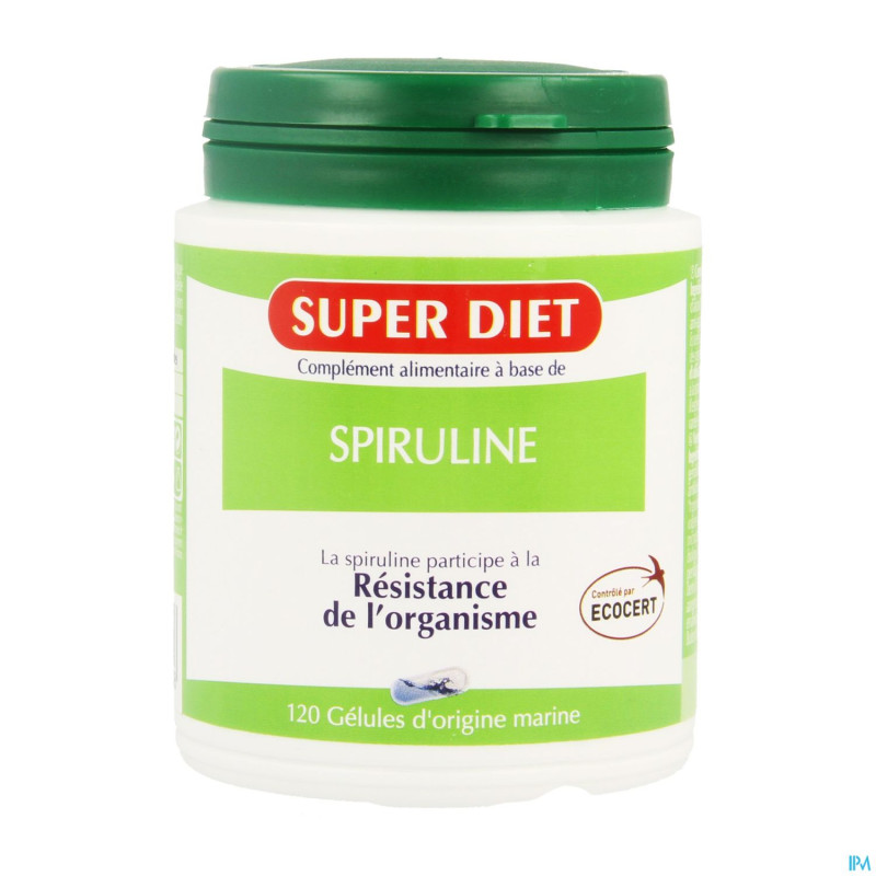 Super diet spiruline ecocert    caps 120