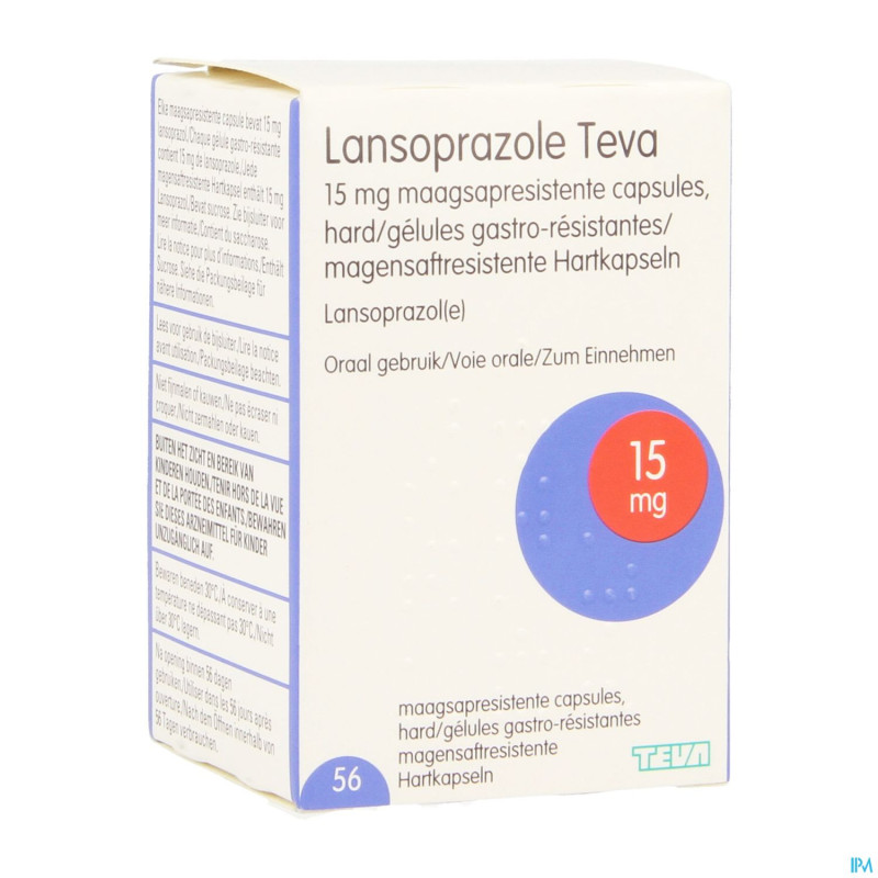 Lansoprazole teva 15mg gastro resist caps  56