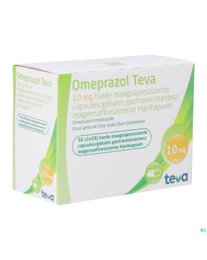 Omeprazol teva 10mg gastro resist caps  56 pot