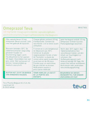 Omeprazol teva 10mg gastro resist caps  56 pot