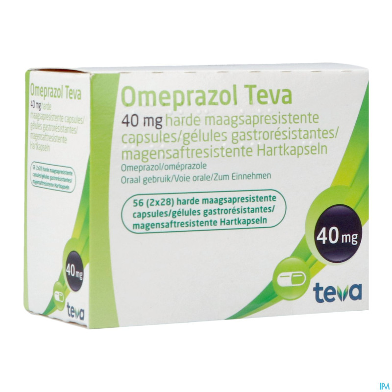 Omeprazol teva 40mg gastro resist caps  56 pot