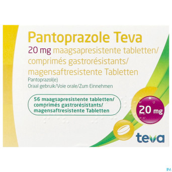 Pantoprazole teva 20mg gastro resist comp  56 blis