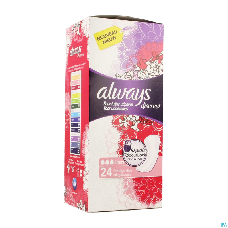 Always discreet incontinence liner normal    24