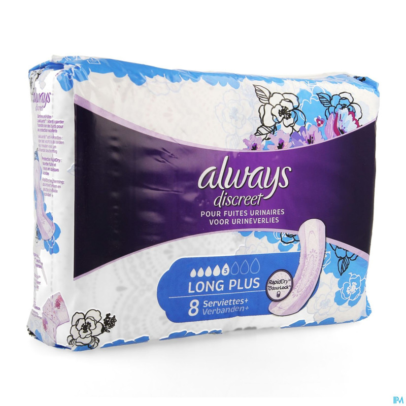 Always discreet incontinence pad long plus    8