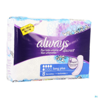 Always discreet incontinence pad long plus    8
