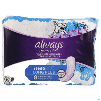 Always discreet incontinence pad long plus    8