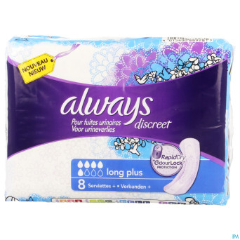 Always discreet incontinence pad long plus    8